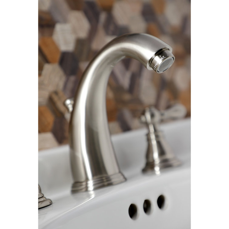 Victorian Era Inspired Brushed Nickel Widespread Bathroom Faucet