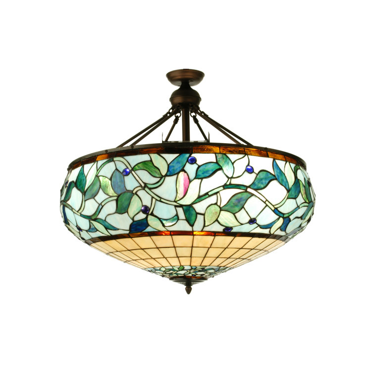 Yorkville Handcrafted Bronze & Glass 30" Semi Flush Mount