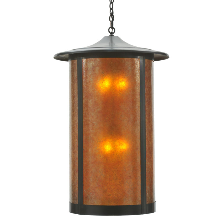Craftsman Brown Glass 8-Light Indoor/Outdoor Pendant