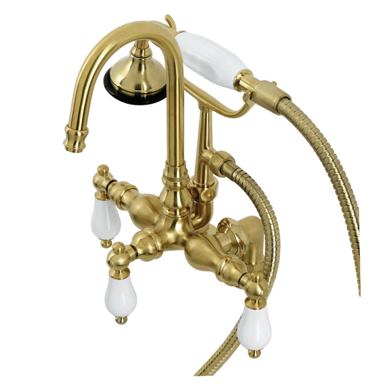 Brushed Brass Vintage Clawfoot Tub Faucet with Hand Shower