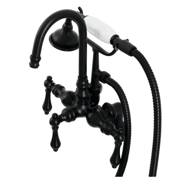 Matte Black Brass Clawfoot Tub Faucet with Hand Shower