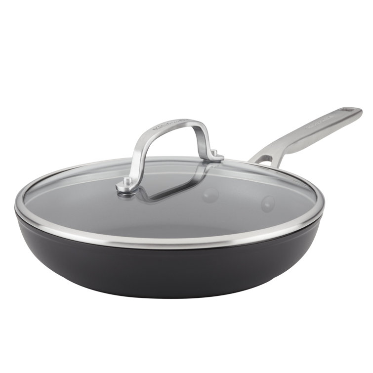 Matte Black Aluminum Nonstick Frying Pan with Lid, 10 Inch