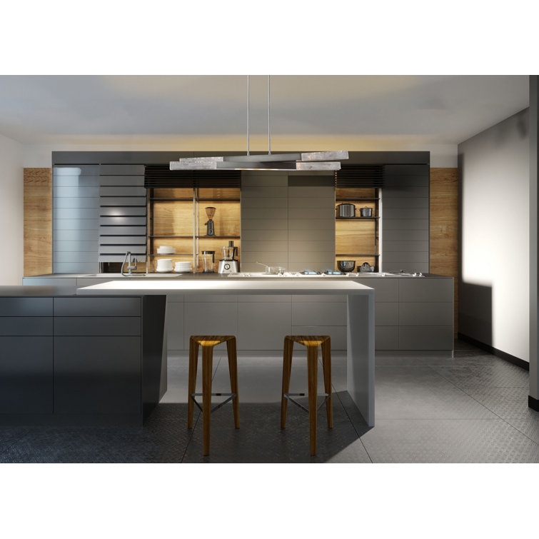 Axis Matte Black and Silver Glass LED Island Light