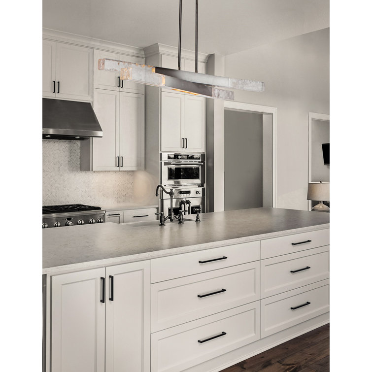 Axis Matte Black and Silver Glass LED Island Light