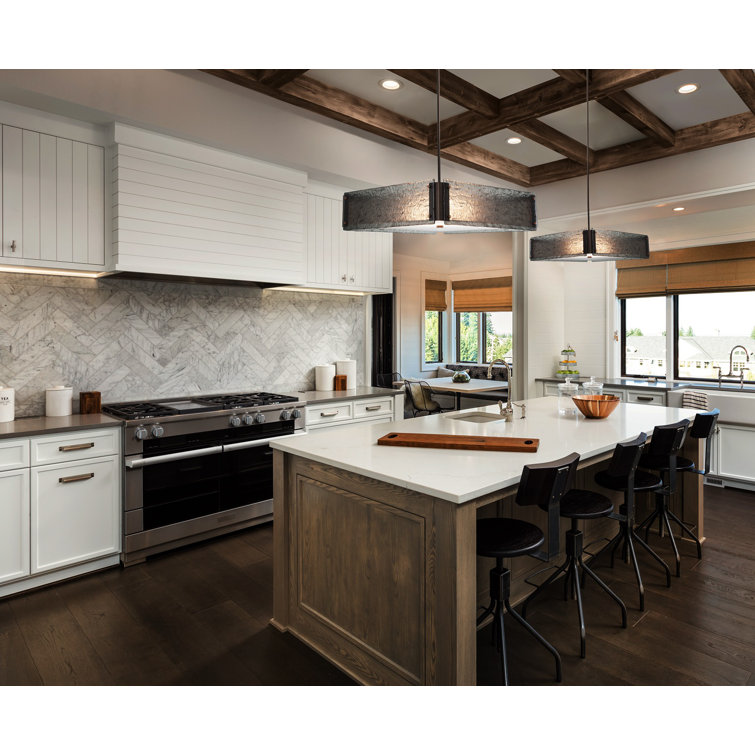 Bronze and Crystal Square Drum Pendant Light