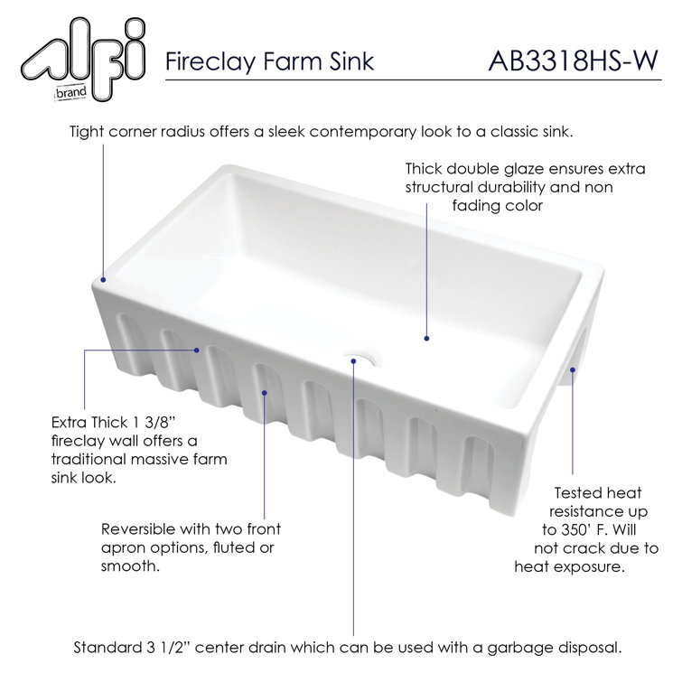 White Fireclay Single Bowl Farmhouse Kitchen Sink