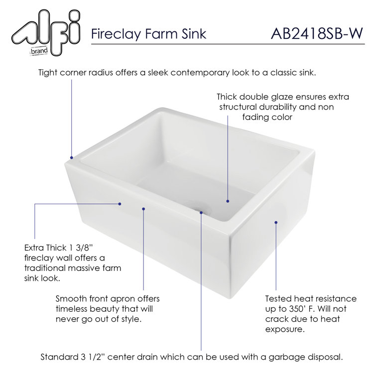 White Fireclay Farmhouse Drop-in Single Bowl Sink