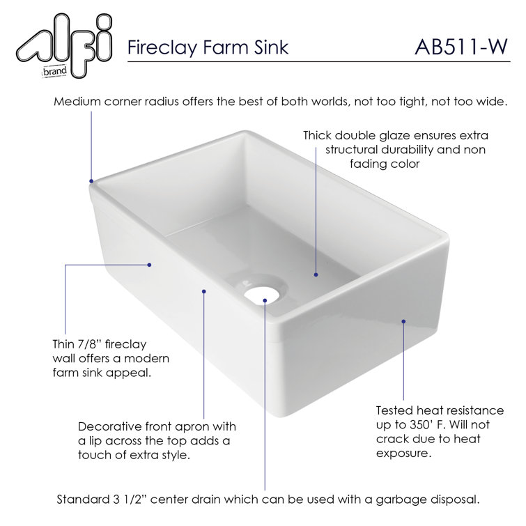 White Fireclay Farmhouse Drop-in Single Bowl Sink