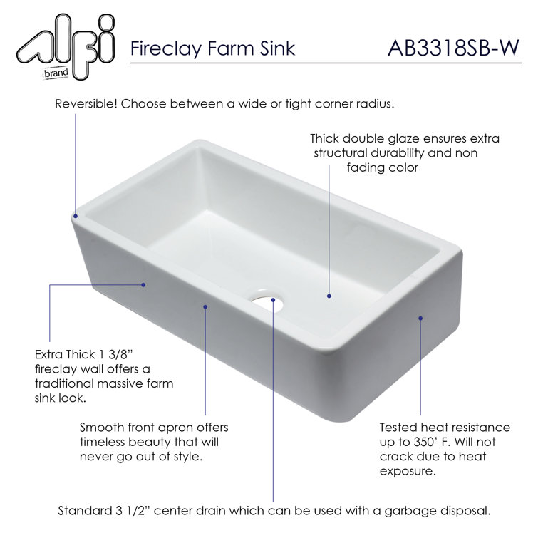 White Fireclay Single Bowl Farmhouse Drop-In Sink