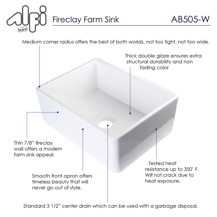 White Fireclay Farmhouse Apron Single Bowl Kitchen Sink