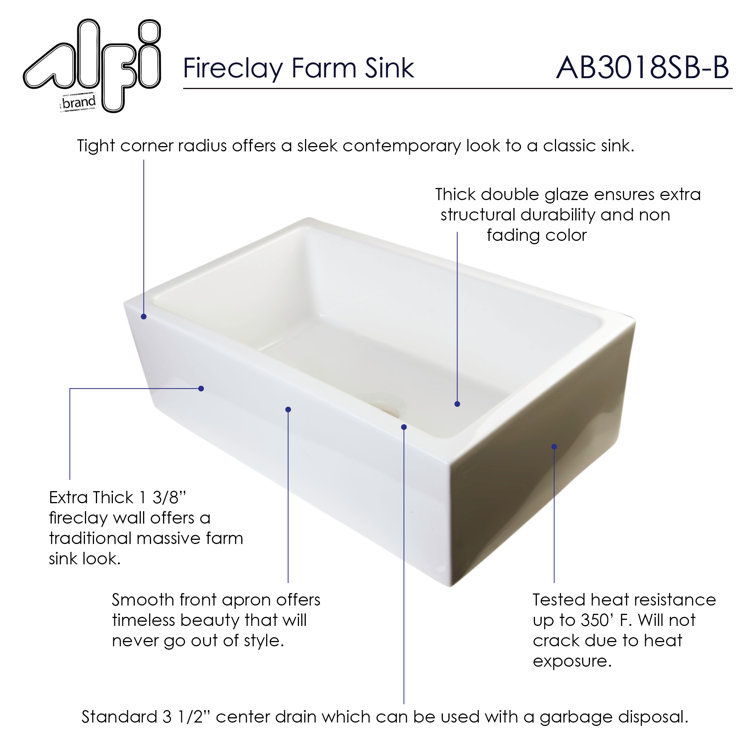 30" Biscuit Fireclay Farmhouse Single Bowl Kitchen Sink