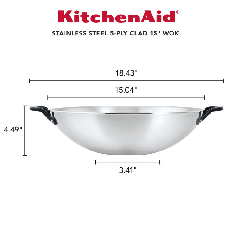 KitchenAid 15-Inch Stainless Steel Induction Wok with Handles
