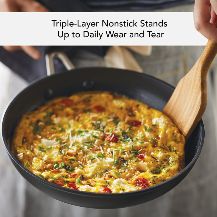 Matte Black Aluminum Nonstick Frying Pan with Lid, 10 Inch