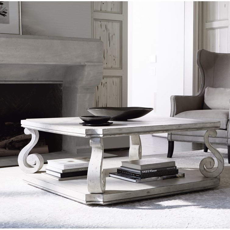 Off-White French Country Wood Storage Coffee Table