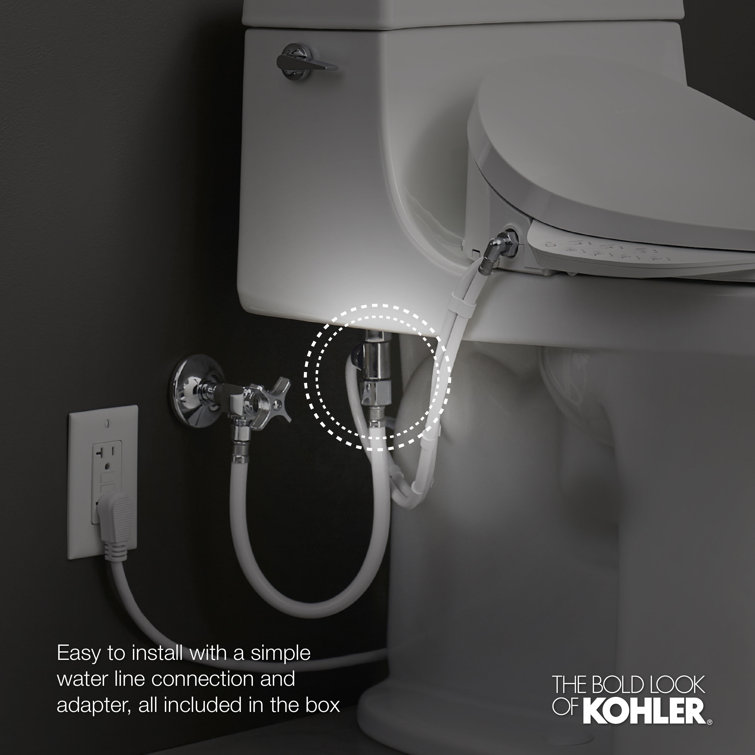 Sleek White Modern Elongated Bidet Toilet Seat with LED Nightlight