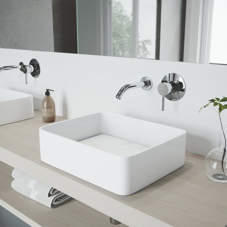 Olus Black Brass Wall Mounted Widespread Faucet