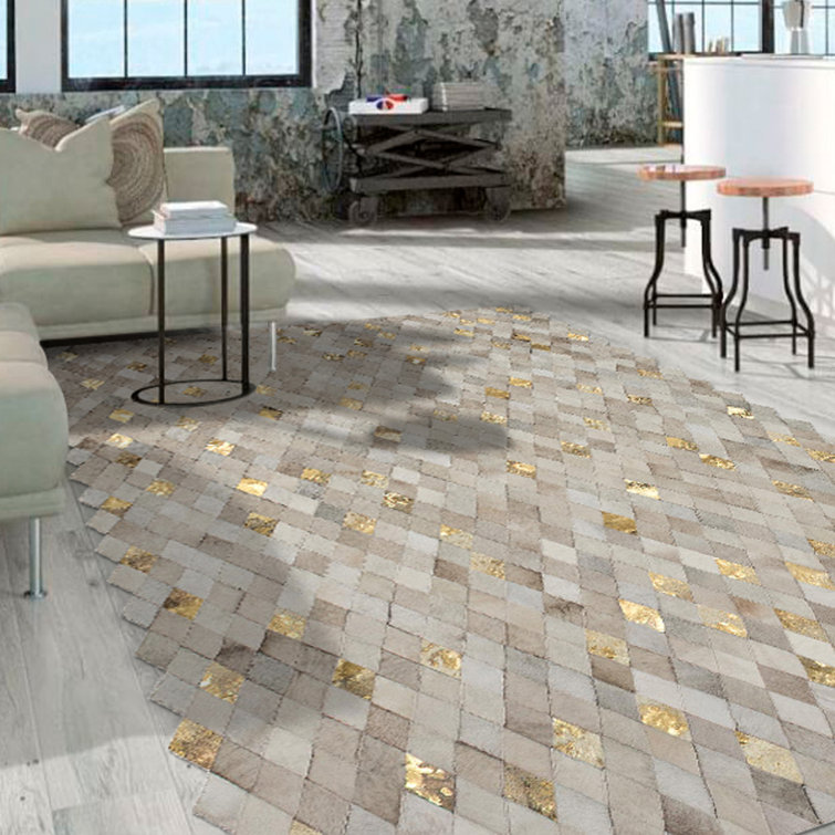 Demeter Rhodium Diamond Cowhide Rectangular Rug 8' x 10'