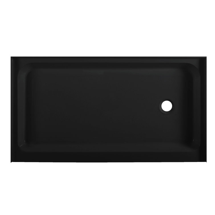 Voltaire 60" x 36" Black Acrylic Single-Threshold Shower Base