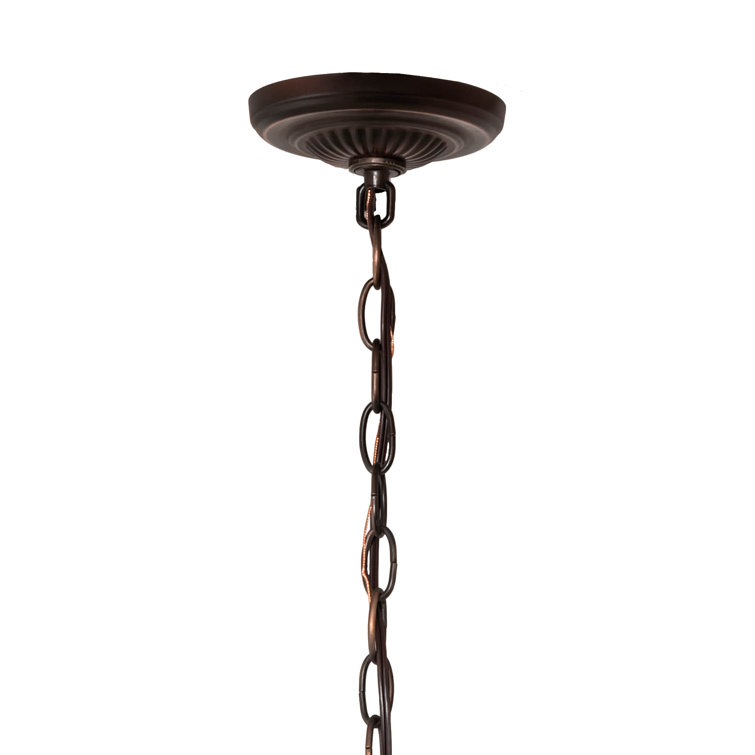 Mahogany Bronze 3-Light LED Pendant with Green and Violet Glass Shade