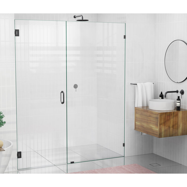 Illume Matte Black 78" x 64.25" Frameless Glass Shower Door