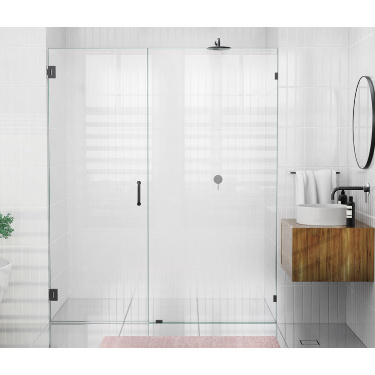Illume Matte Black 78" x 64.25" Frameless Glass Shower Door