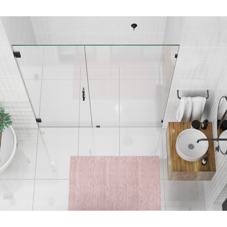 Illume Matte Black 78" x 64.25" Frameless Glass Shower Door