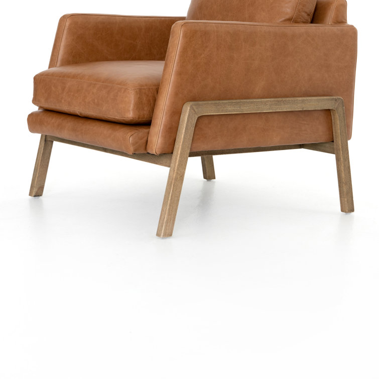 Sonoma Butterscotch Leather and Wood Accent Chair