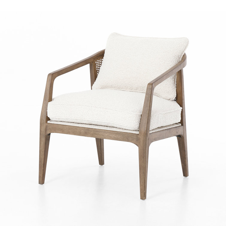 Cream and Natural Wood Accent Armchair