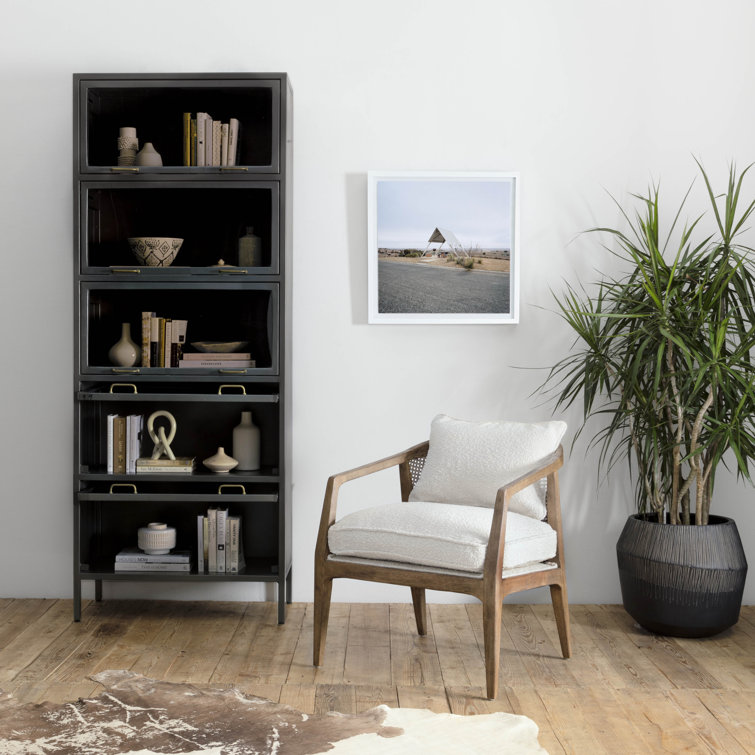 Cream and Natural Wood Accent Armchair