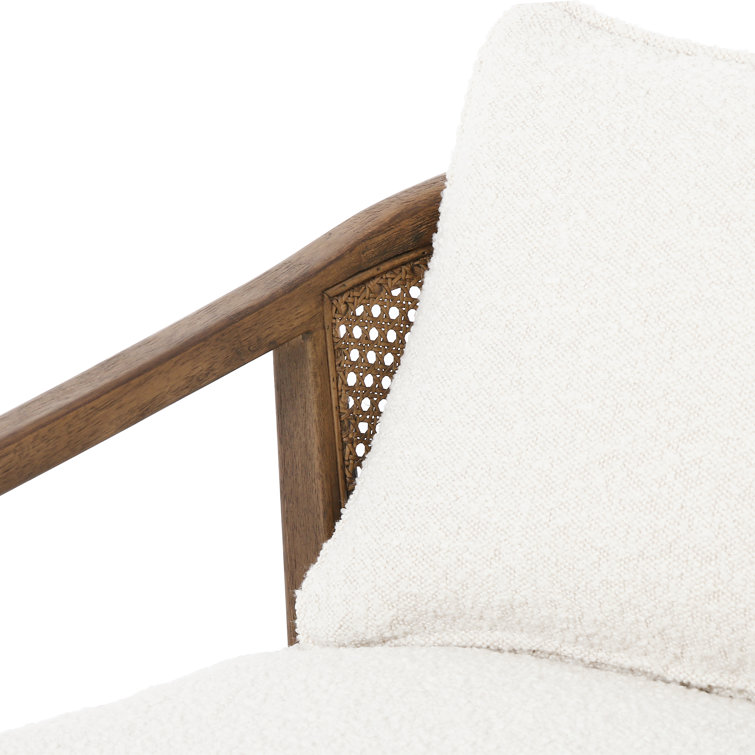 Cream and Natural Wood Accent Armchair