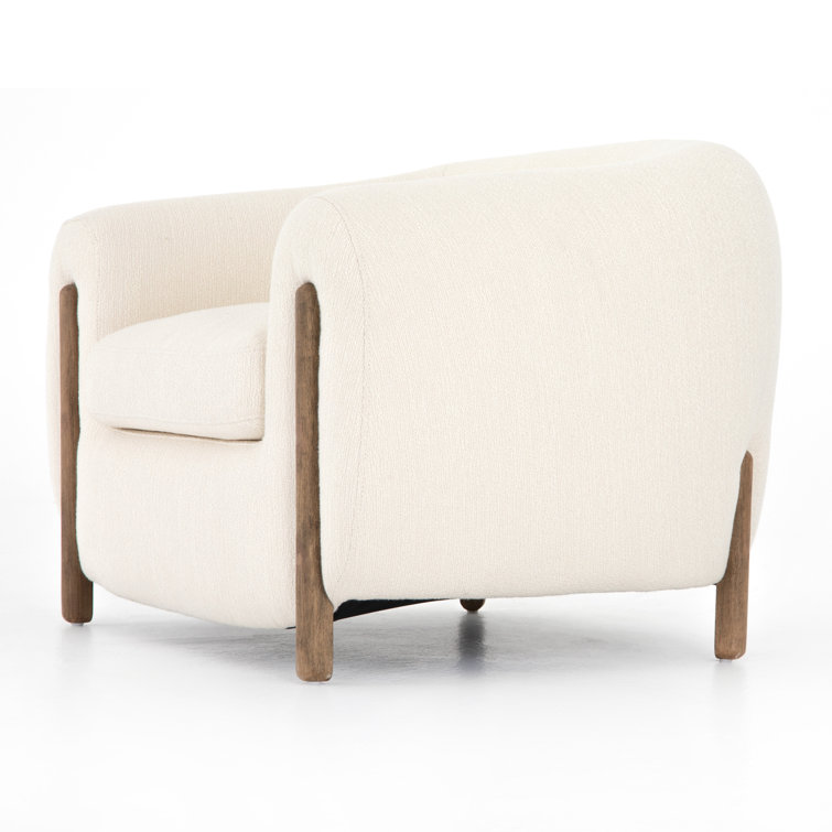 Lyla Modern Barrel Chair in Distressed Natural with Ivory Polyester Blend