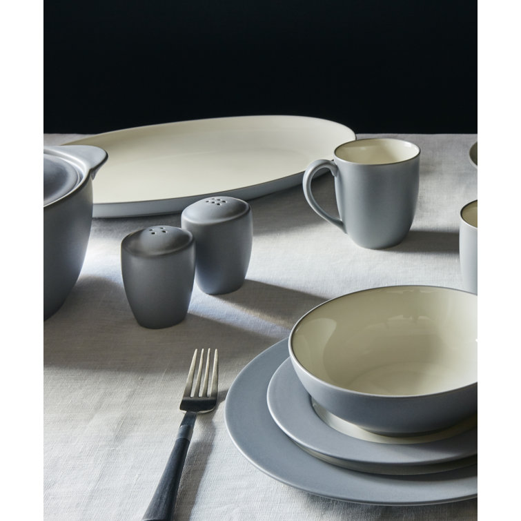 White Ceramic Oval Serving Platter with Trim Embellishment