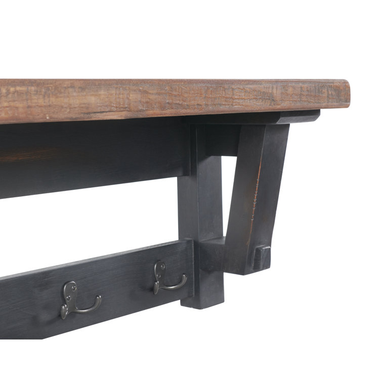 Rustic Industrial 42" Wood Coat Rack with Shelf and Hooks
