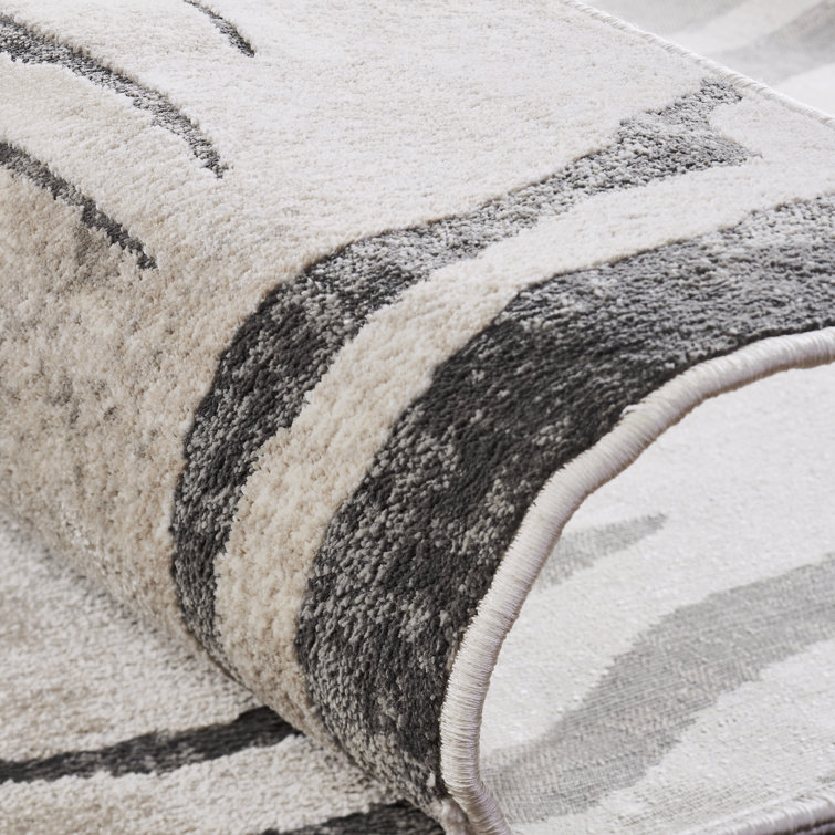 Gray and Charcoal Synthetic Zebra Print Area Rug