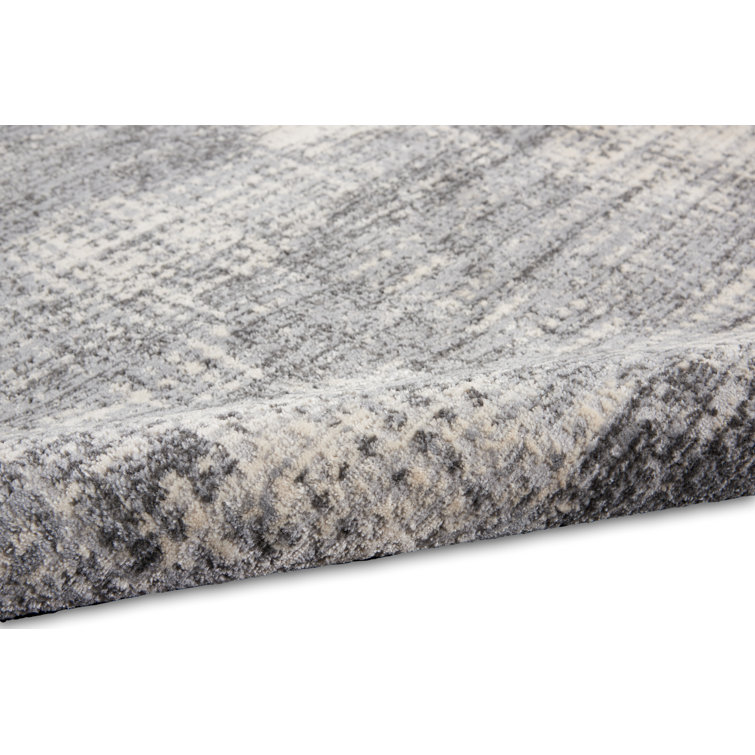 Rectangular Grey and Beige Abstract Synthetic Rug