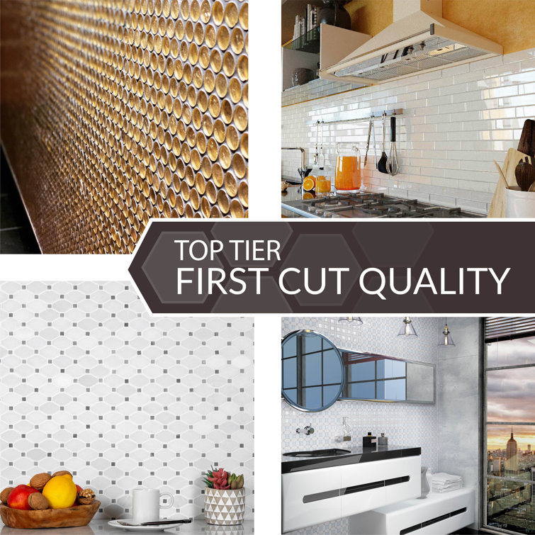 11.2" x 11.6" White and Clear Glass Octagon Mosaic Tile