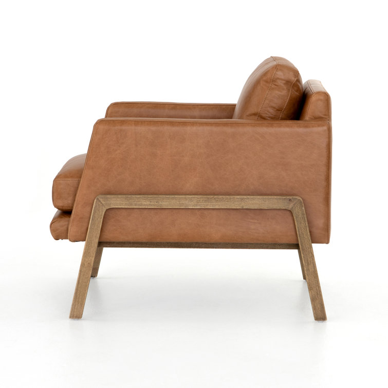 Sonoma Butterscotch Leather and Wood Accent Chair