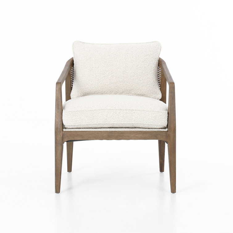 Cream and Natural Wood Accent Armchair