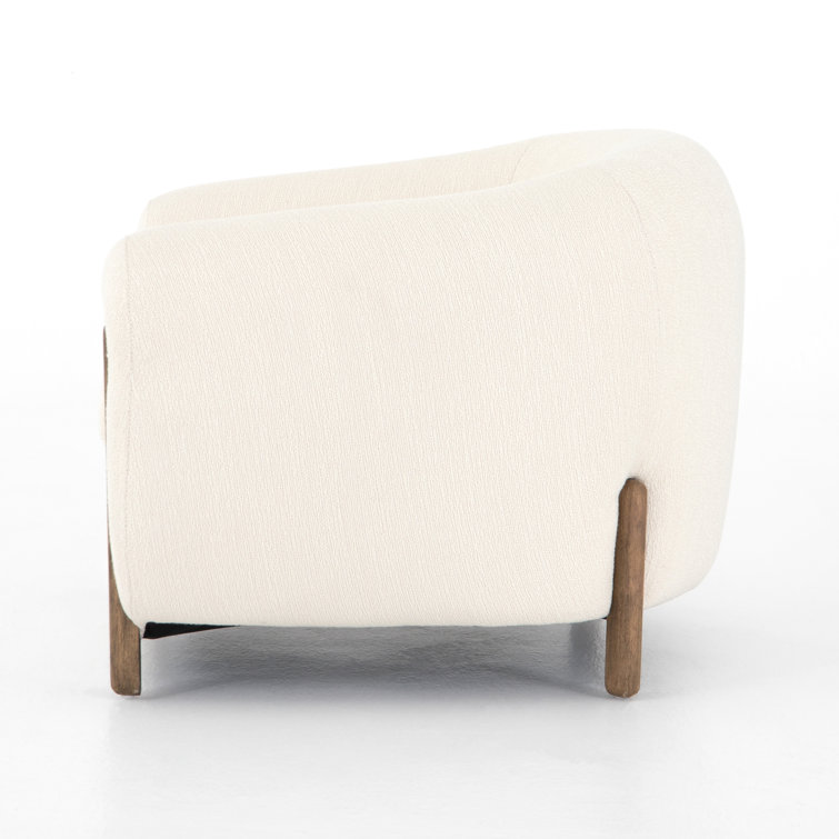 Lyla Modern Barrel Chair in Distressed Natural with Ivory Polyester Blend