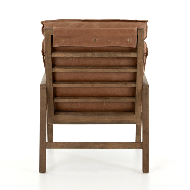 Orion Contemporary 27'' Brown Leather Accent Chair with Ladder-Back
