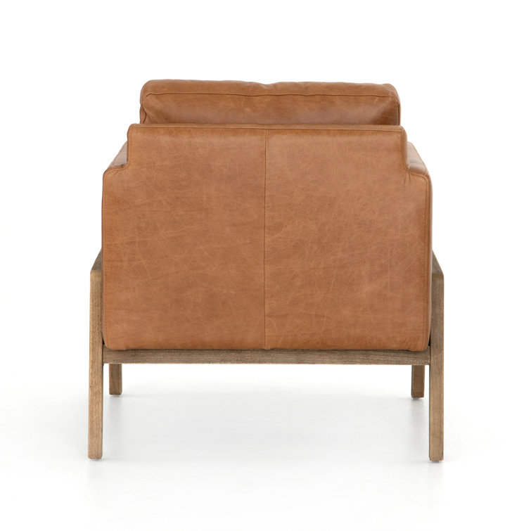Sonoma Butterscotch Leather and Wood Accent Chair
