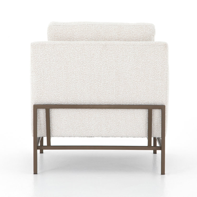 Vanna Contemporary Black Leather Armchair with Bronze-Finished Base
