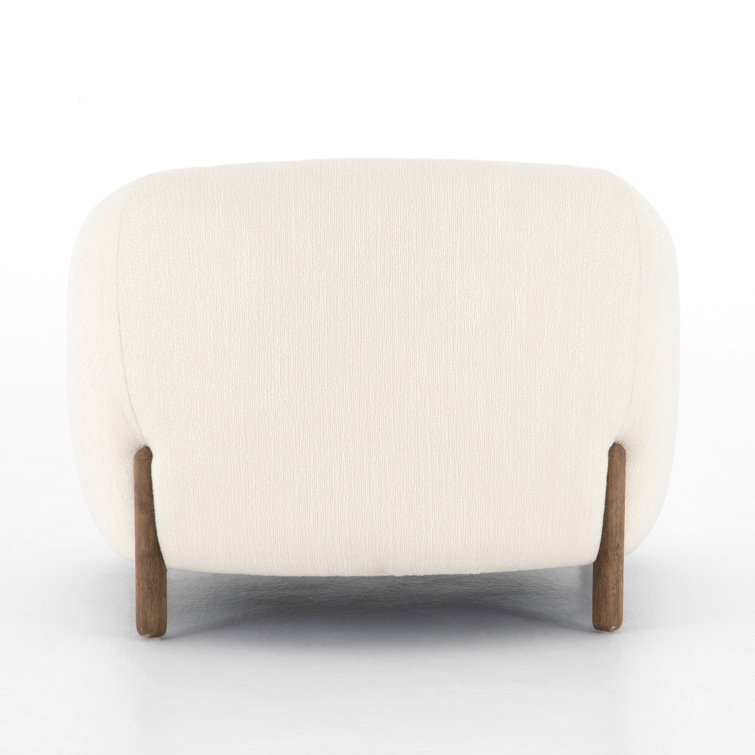 Lyla Modern Barrel Chair in Distressed Natural with Ivory Polyester Blend