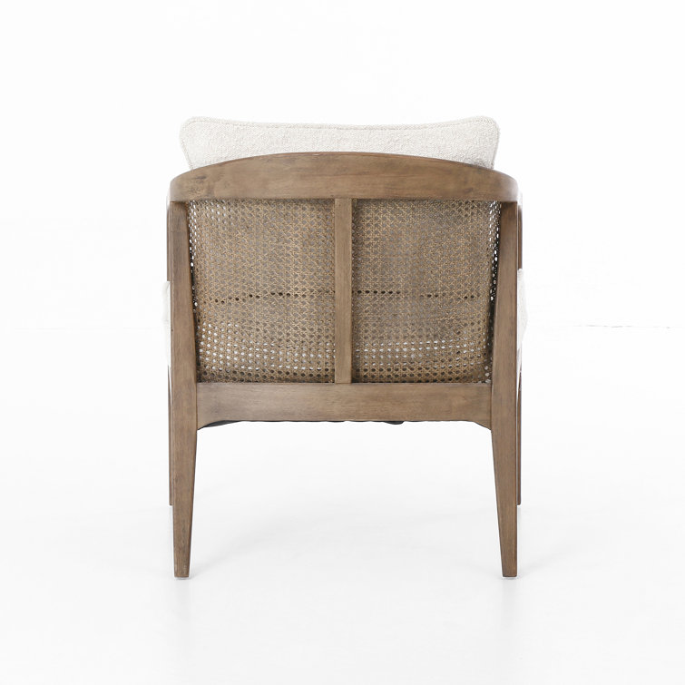 Cream and Natural Wood Accent Armchair