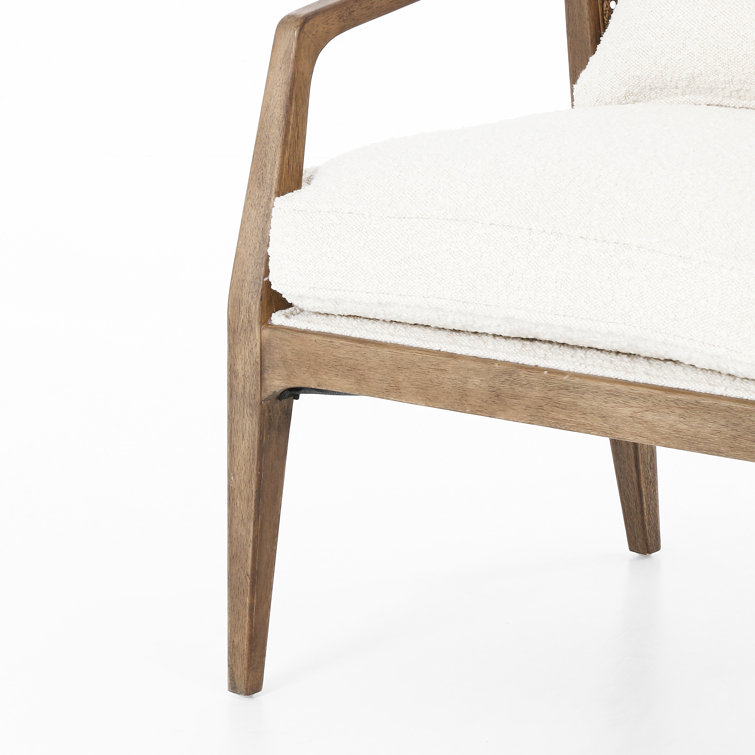 Cream and Natural Wood Accent Armchair