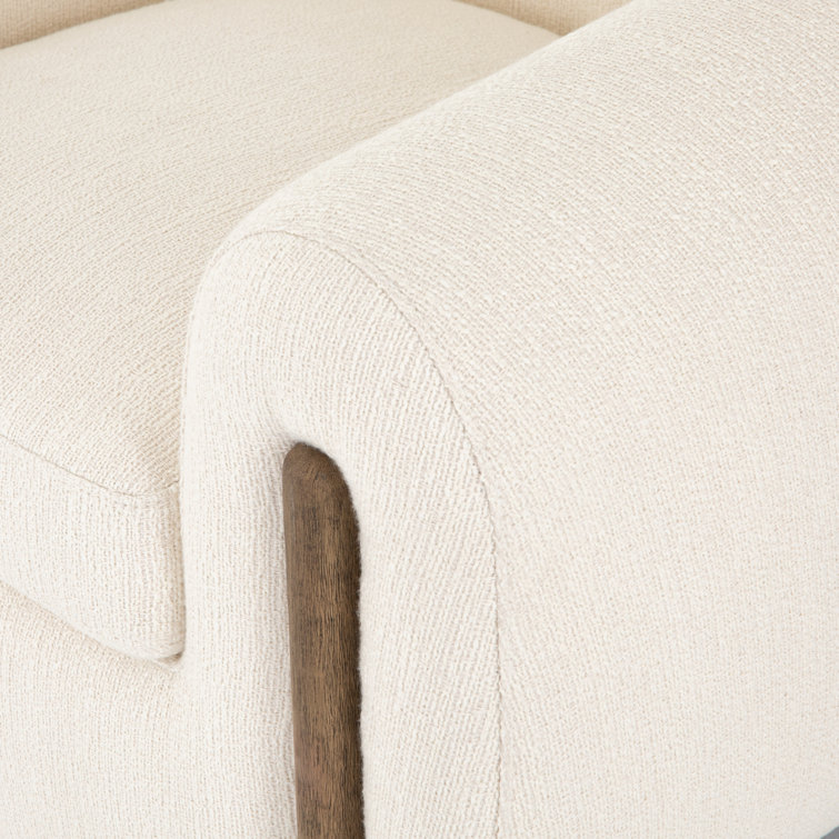 Lyla Modern Barrel Chair in Distressed Natural with Ivory Polyester Blend