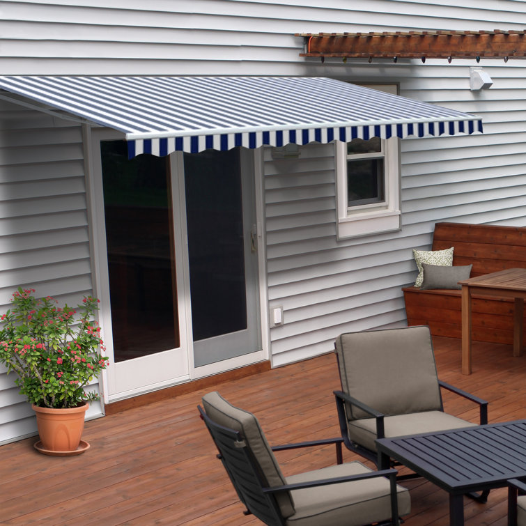 Silver Gray 13 x 10 ft Retractable Patio Awning with White Aluminum Frame