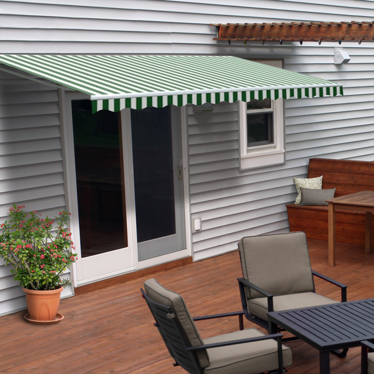 Silver Gray 13 x 10 ft Retractable Patio Awning with White Aluminum Frame