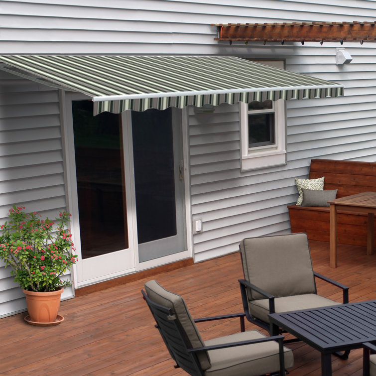 Silver Gray 13 x 10 ft Retractable Patio Awning with White Aluminum Frame