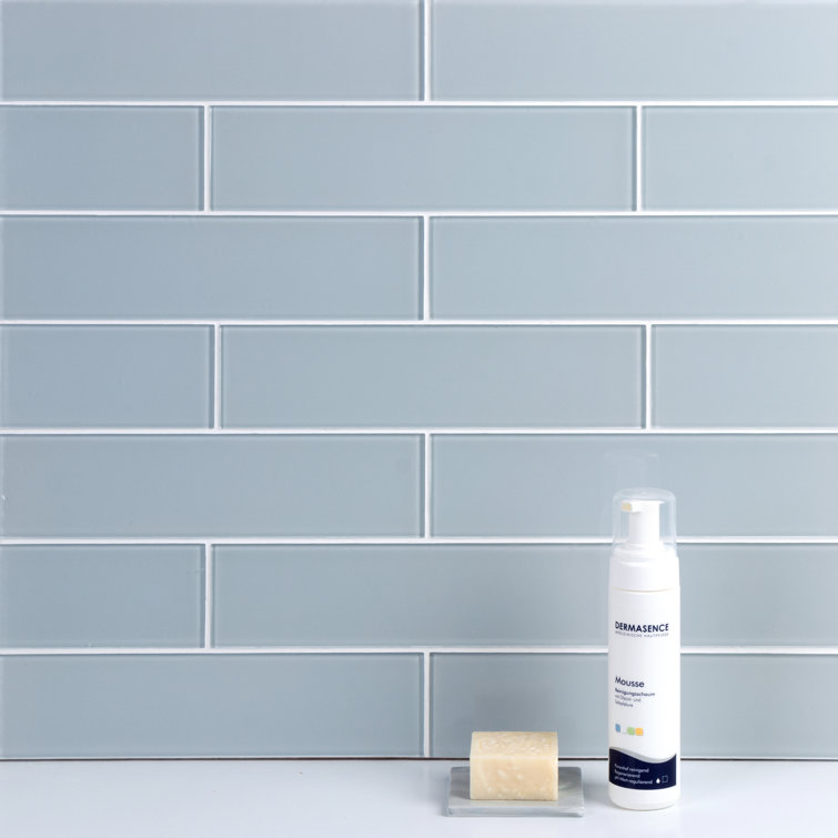 Moonlight Gray 3" x 12" Polished Glass Subway Tile